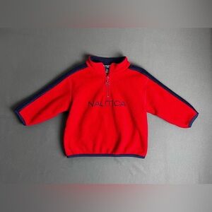 Nautica Baby Size 18-24 Months Red Fleece Quarter Zip